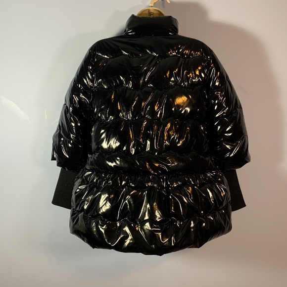 Habitual kids size 14 patent black shiny cropped glitter sleeve puffer coat - Picture 5 of 9